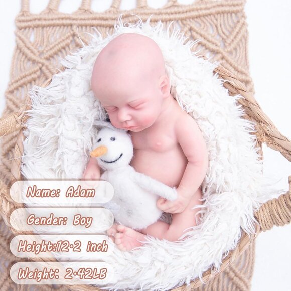 🆕 Full Body Platinum Silicone Baby Dolls Newborn Adam-Tan Reborn Baby Boy - Picture 7 of 10